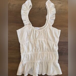 Topshop Cream Ruffle Sleeve Tank Top Size S NWOT